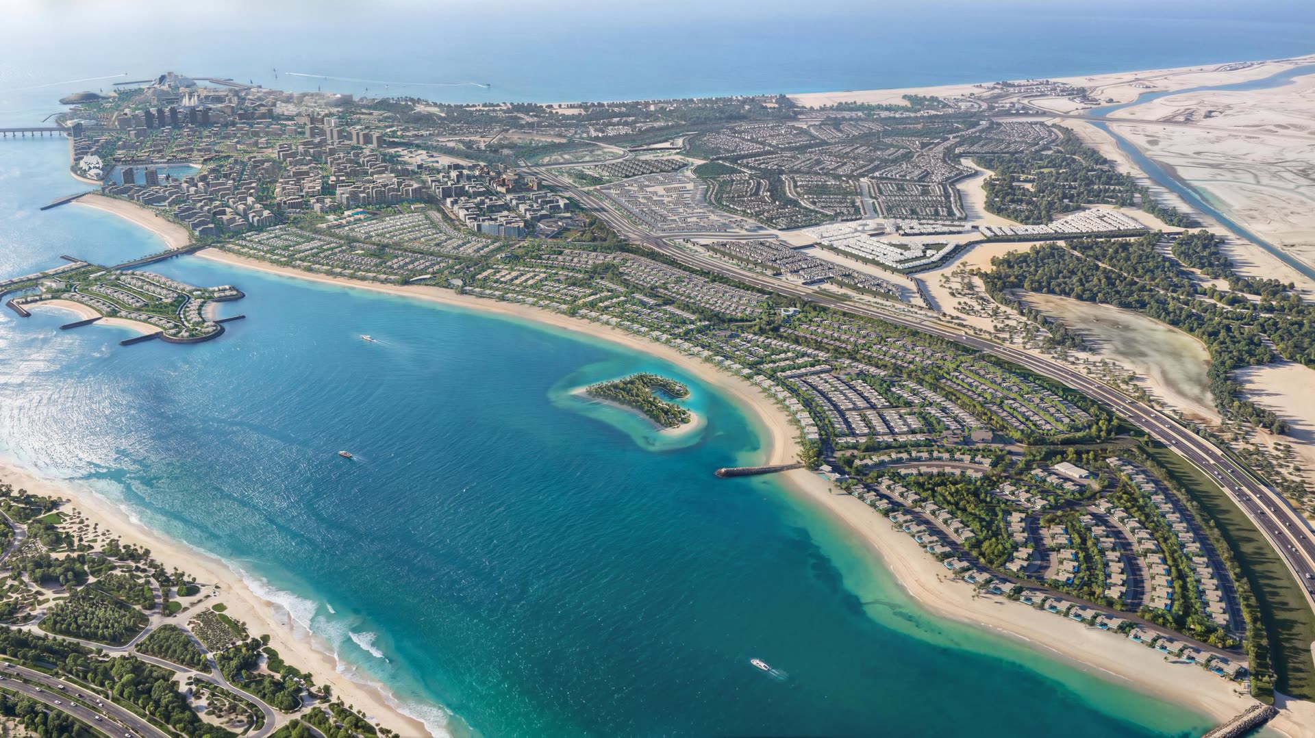 Aerial view of the Marsa Al Saadiyat coastline on Saadiyat Island